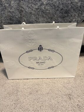 Prada White Logo Rope-Handle Gift Bag